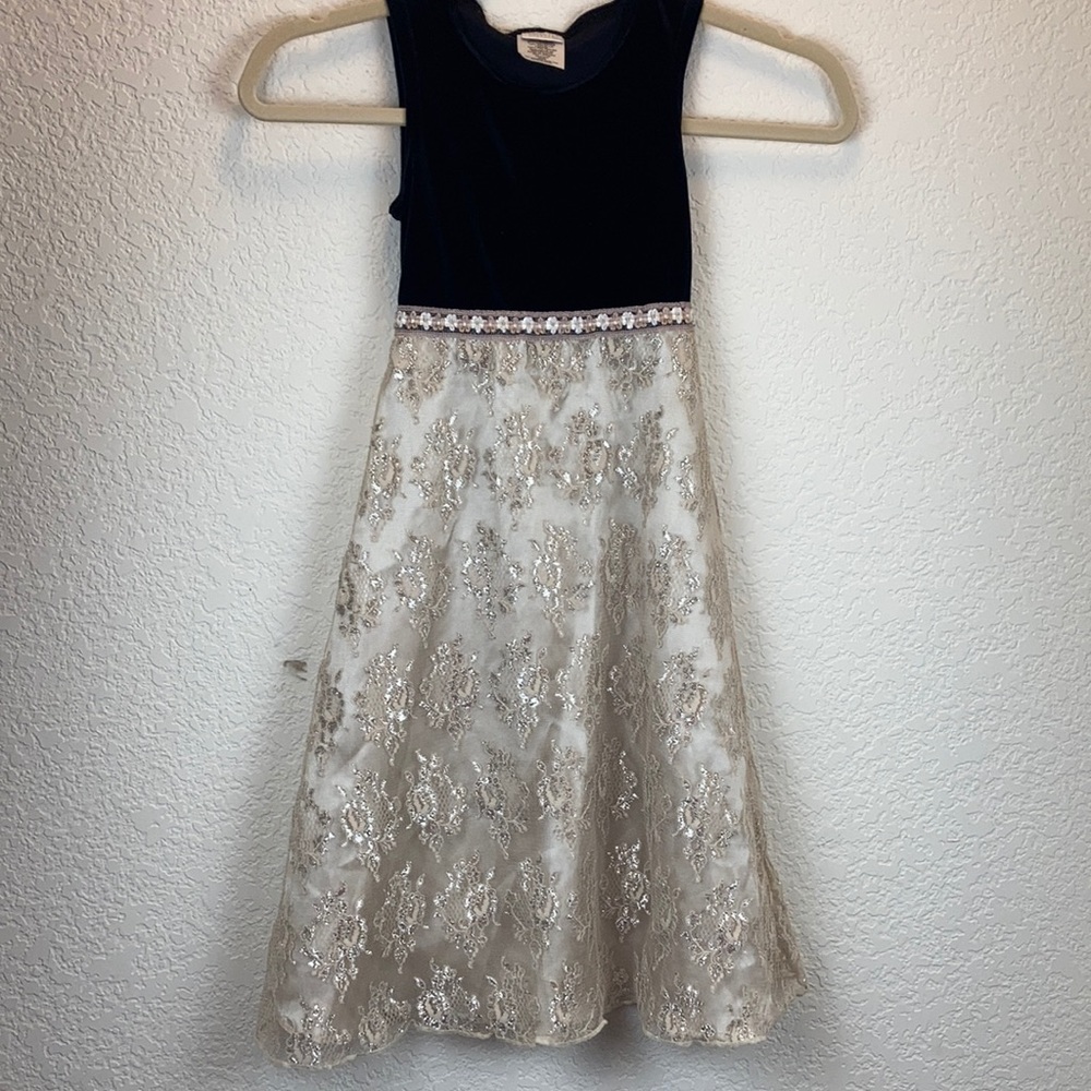 Perfectly Dressed Black & Gold Embroidered Floral Sleeveless Dress #IR